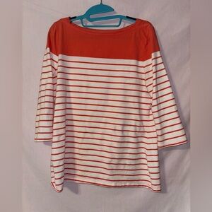 Merona Striped Long Sleeve Top in Orange and White